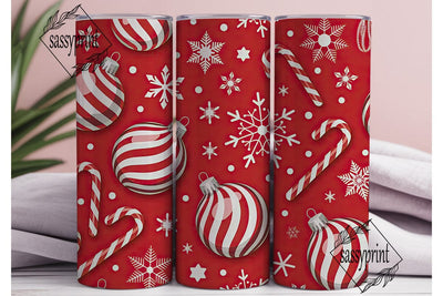 Red Christmas Snowflakes Candy Cane PNG Sublimation sassyprint 