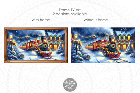 Red Christmas Train frame TV vintage art, Christmas background Digital Pattern Artisan Craft SVG 