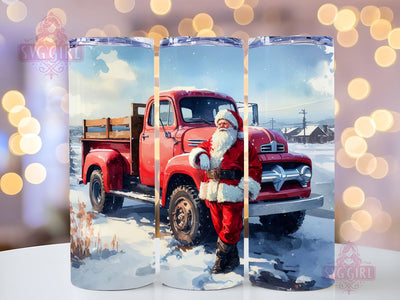 Red Christmas Truck 20 oz Skinny Tumbler Sublimation Design, Instant Digital Download PNG Sublimation SvggirlplusArt 