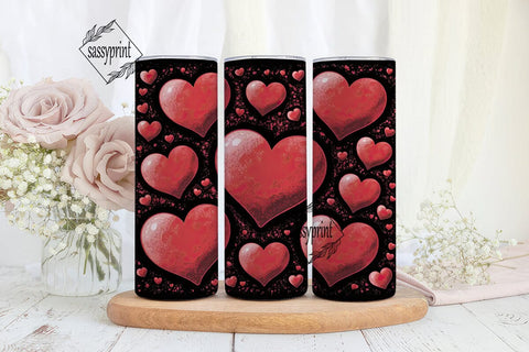Red Cosmic Hearts 20oz Tumbler Wrap Sublimation sassyprint 