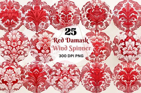 Red Damask Wind Spinner Sublimation Designs Bundle Sublimation Regulrcrative 