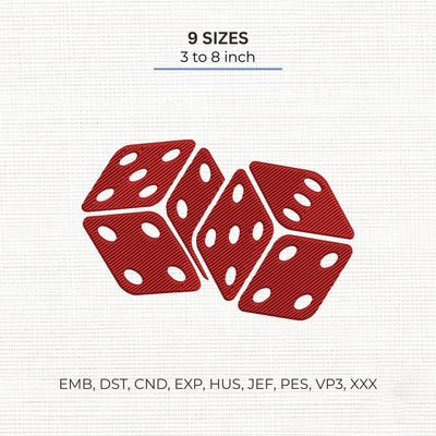 Red Dice Embroidery Design – Casino Lucky Dice Gambling Game Machine Embroidery File Embroidery/Applique DESIGNS PatternFeed8 