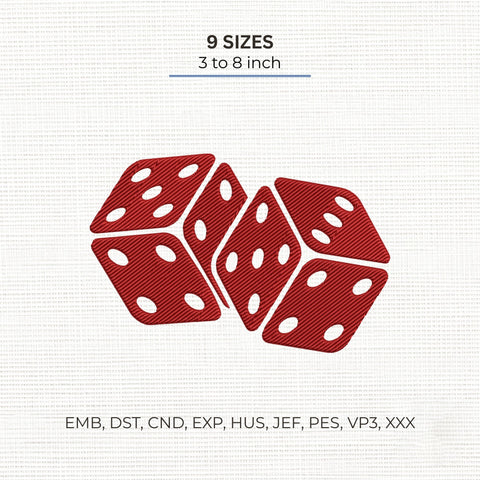 Red Dice Embroidery Design – Casino Lucky Dice Gambling Game Machine Embroidery File Embroidery/Applique DESIGNS PatternFeed8 