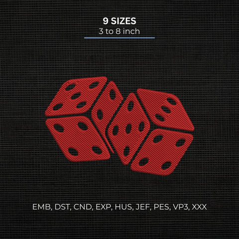 Red Dice Embroidery Design – Casino Lucky Dice Gambling Game Machine Embroidery File Embroidery/Applique DESIGNS PatternFeed8 