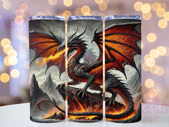 Red Dragon Fantasy 20oz Tumbler Wrap, Fantasy Drinkware, 20oz Tumbler, Sublimation Wrap, Mythical Creatures, Dragon Gifts, Enchanted Decor Sublimation SvggirlplusArt 