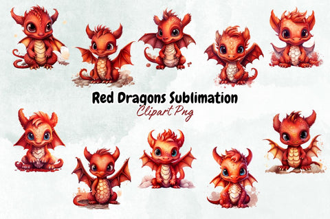Red Dragons Sublimation Clipart Bundle Sublimation Designangry 