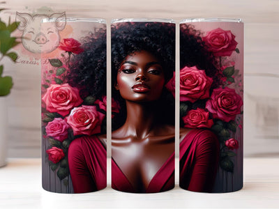 Red Dress Melanin Queen Tumbler, Afrocentric Red Dress Wrap, Empowerment Cup Design, 20oz Sublimation Wrap, Strong Black Woman Tumbler, Melanin Queen Cup, Cultural Pride Wrap Sublimation Lara' s Designs 