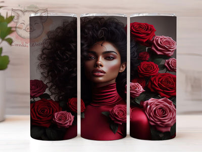 Red Dress Melanin Queen Tumbler, Afrocentric Red Dress Wrap, Empowerment Cup Design, 20oz Sublimation Wrap, Strong Black Woman Tumbler, Melanin Queen Cup, Cultural Pride Wrap Sublimation Lara' s Designs 