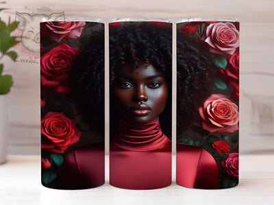 Red Dress Melanin Queen Tumbler, Afrocentric Red Dress Wrap, Empowerment Cup Design, 20oz Sublimation Wrap, Strong Black Woman Tumbler, Melanin Queen Cup, Cultural Pride Wrap Sublimation Lara' s Designs 