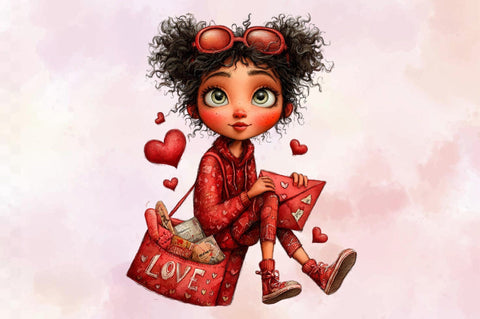 Red dress surrounded by floating hearts Sublimation SVGArt 