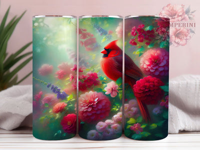 Red Floral Cardinal Tumbler, Cardinal Bird Tumbler, Floral Cardinal 20oz Wrap, Sublimation Design, Bird Lover Gift, Cardinal Flowers Wrap, Nature Inspired Tumbler Sublimation Li Zamperini 
