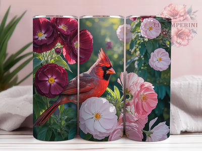 Red Floral Cardinal Tumbler, Cardinal Bird Tumbler, Floral Cardinal 20oz Wrap, Sublimation Design, Bird Lover Gift, Cardinal Flowers Wrap, Nature Inspired Tumbler Sublimation Li Zamperini 