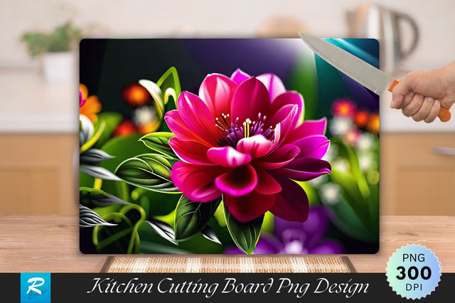 Red Flower Cutting Board Sublimation Regulrcrative 