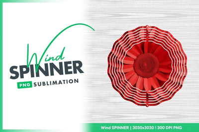 Red Flower Wind Spinner Round Png Design Sublimation Regulrcrative 