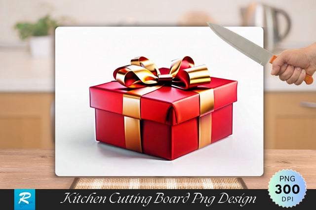 Red Gift Box Cutting Board Sublimation Regulrcrative 
