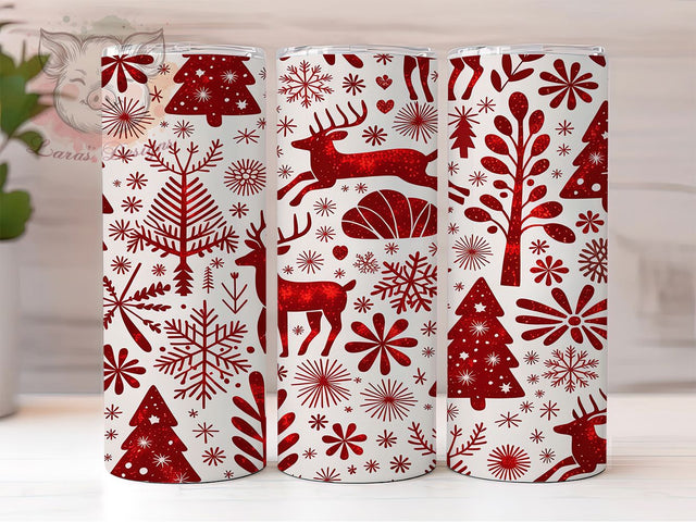 Red Glitter Christmas Tumbler, Holiday Tumbler, Christmas Sublimation, 20Oz Wrap Design, Glitter Tumbler Art, Festive Holiday Design, Red Christmas Wrap Sublimation Lara' s Designs 