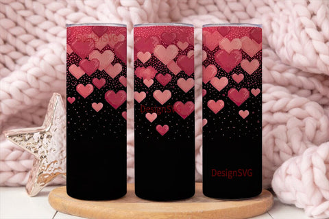 Red Glitter Hearts 20oz Tumbler Wrap Sublimation DesignSVG 