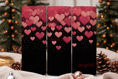 Red Glitter Hearts 20oz Tumbler Wrap Sublimation DesignSVG 