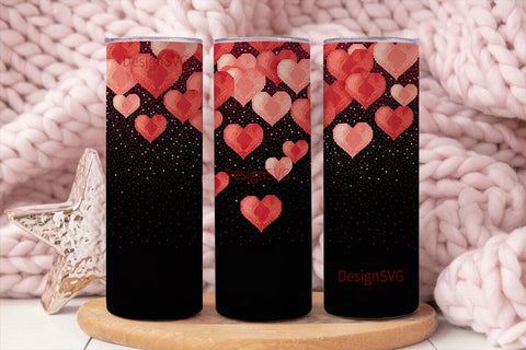 Red Glitter Hearts 20oz Tumbler Wrap Sublimation DesignSVG 