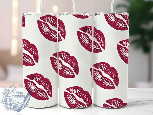 Red Glitter Lips Tumbler, Lips Design, Glam Style, Bold Pattern, Romantic Theme, 20Oz Tumbler, Sublimation Wrap Sublimation ToriDesigns 