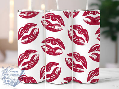 Red Glitter Lips Tumbler, Lips Design, Glam Style, Bold Pattern, Romantic Theme, 20Oz Tumbler, Sublimation Wrap Sublimation ToriDesigns 
