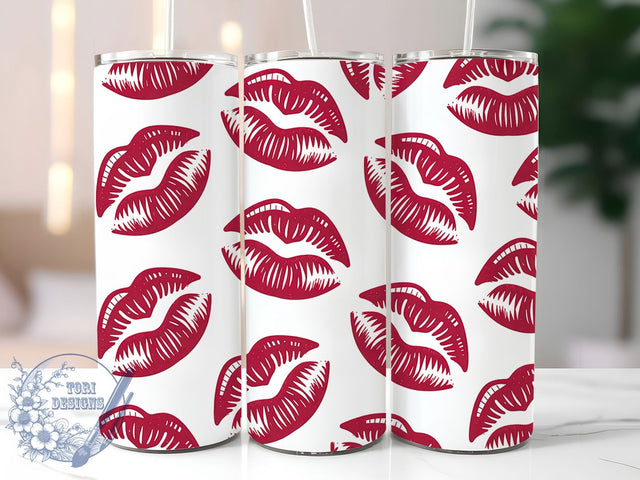 Red Glitter Lips Tumbler, Lips Design, Glam Style, Bold Pattern, Romantic Theme, 20Oz Tumbler, Sublimation Wrap Sublimation ToriDesigns 