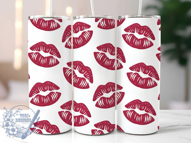 Red Glitter Lips Tumbler, Lips Design, Glam Style, Bold Pattern, Romantic Theme, 20Oz Tumbler, Sublimation Wrap Sublimation ToriDesigns 