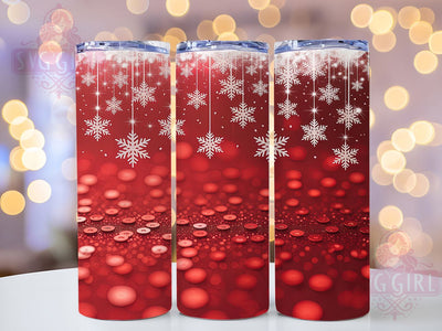 Red Glitter Snowflake Tumbler, Glitter Wrap, Christmas Design, Holiday Tumbler, Festive Pattern, 20oz Tumbler, Sublimation Print Sublimation SvggirlplusArt 