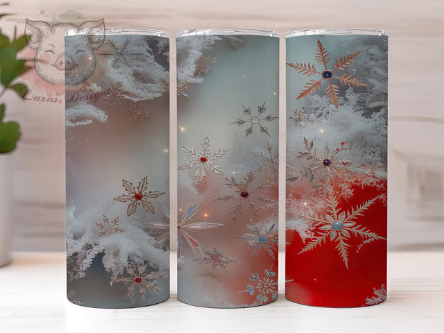 Red Glitter Snowflake Tumbler, Red Snowflake Design, Glitter Winter Tumbler, 20Oz Wrap Design, Snowflake Sublimation, Festive Red Glitter, Elegant Winter Theme Sublimation Lara' s Designs 