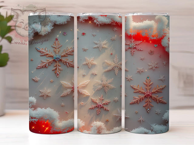Red Glitter Snowflake Tumbler, Red Snowflake Design, Glitter Winter Tumbler, 20Oz Wrap Design, Snowflake Sublimation, Festive Red Glitter, Elegant Winter Theme Sublimation Lara' s Designs 