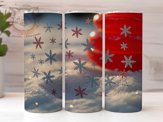 Red Glitter Snowflake Tumbler, Red Snowflake Design, Glitter Winter Tumbler, 20Oz Wrap Design, Snowflake Sublimation, Festive Red Glitter, Elegant Winter Theme Sublimation Lara' s Designs 
