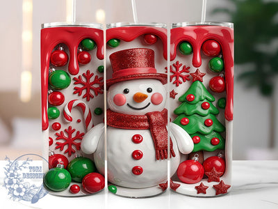 Red Glitter Snowman 20oz Tumbler, Red Glitter Snowman, Snowman Tumbler Wrap, Red Glitter Tumbler, 20oz Tumbler Wrap, Red Snowman PNG, Glitter Snowman PNG, Christmas Tumbler Sublimation ToriDesigns 