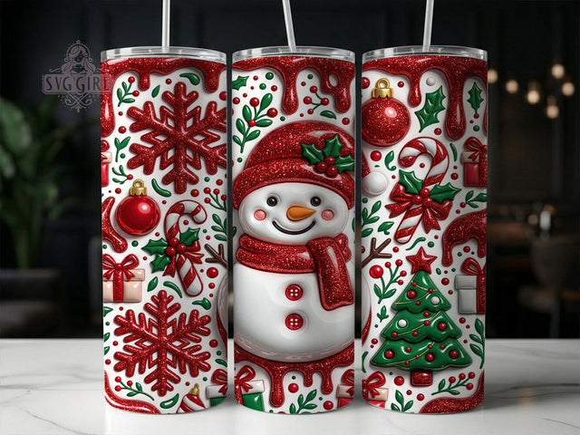 Red Glitter Snowman 20oz Tumbler, Red Glitter Snowman, Snowman Tumbler Wrap, Red Glitter Tumbler, 20oz Tumbler Wrap, Red Snowman PNG, Glitter Snowman PNG, Christmas Tumbler Sublimation SvggirlplusArt 