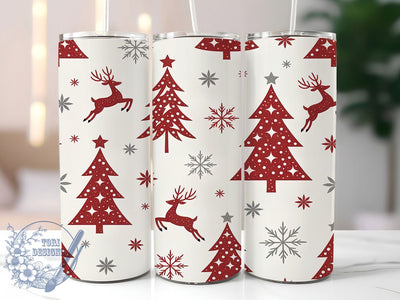 Red Glitter Sparkle Christmas Tumbler, Reindeer Snowflake Wrap, Festive Tree Sublimation, Holiday Sparkle Cup, 20Oz Skinny Tumbler Wrap, Shiny Christmas Mug, Elegant Winter Design Sublimation ToriDesigns 