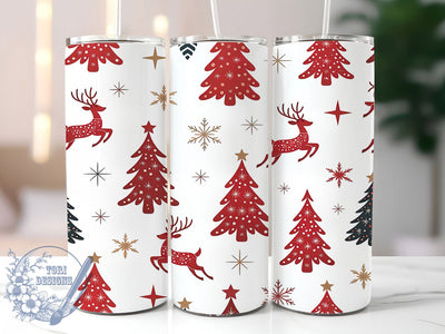 Red Glitter Sparkle Christmas Tumbler, Reindeer Snowflake Wrap, Festive Tree Sublimation, Holiday Sparkle Cup, 20Oz Skinny Tumbler Wrap, Shiny Christmas Mug, Elegant Winter Design Sublimation ToriDesigns 