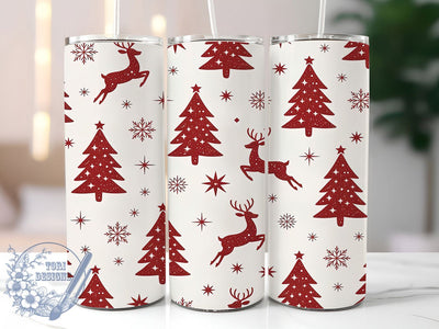 Red Glitter Sparkle Christmas Tumbler, Reindeer Snowflake Wrap, Festive Tree Sublimation, Holiday Sparkle Cup, 20Oz Skinny Tumbler Wrap, Shiny Christmas Mug, Elegant Winter Design Sublimation ToriDesigns 