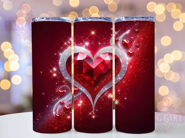 Red Glitter Valentine Hearts Tumbler, Red Valentine Pattern, Sparkling Love Design, 20Oz Sublimation Wrap, Romantic Heart Art, Elegant Glitter Texture, Tumbler Sublimation Sublimation SvggirlplusArt 