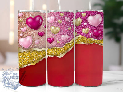 Red Glitter Valentine Hearts Tumbler, Sparkly Valentine Wrap, Cute Love Cup, Romantic Sublimation Design, Valentine Gift Tumbler, Sweet Glitter Hearts Wrap, Adorable Love Cup Sublimation ToriDesigns 