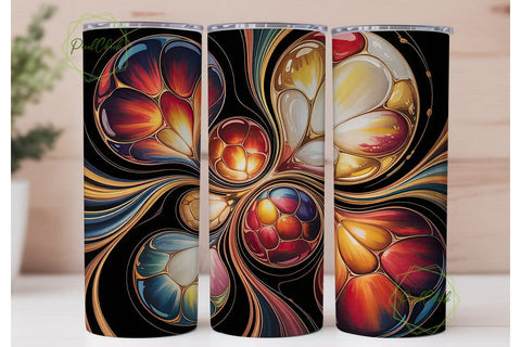 Red & Gold Abstract 20oz Tumbler Wrap Sublimation PixelChick 