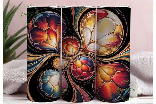 Red & Gold Abstract 20oz Tumbler Wrap Sublimation PixelChick 