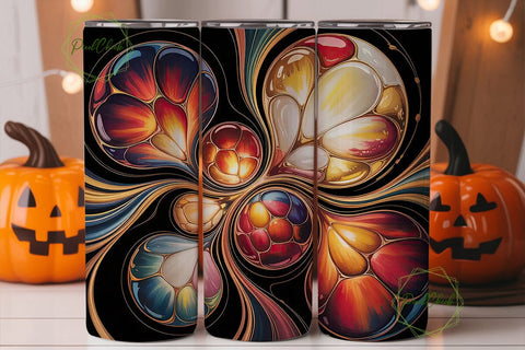 Red & Gold Abstract 20oz Tumbler Wrap Sublimation PixelChick 