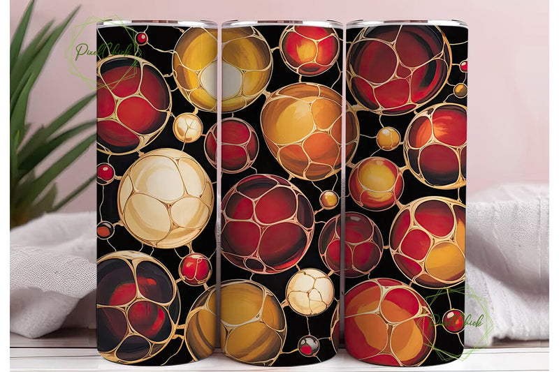 Red & Gold Abstract 20oz Tumbler Wrap Sublimation PixelChick 