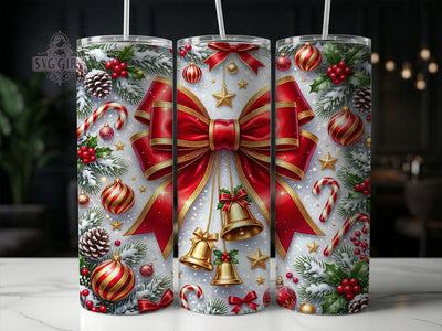 Red Gold Christmas Bells 20oz Tumbler, Red Gold Bells, Christmas Bells, Red Gold Christmas, Bells Tumbler, Christmas Tumbler, Bell Tumbler PNG, Holiday Bells Sublimation SvggirlplusArt 