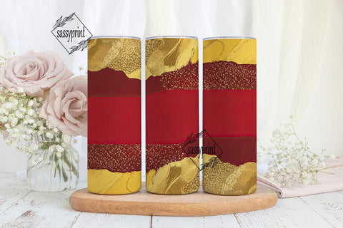 Red Gold Glitter 20oz Tumbler Wrap Sublimation sassyprint 