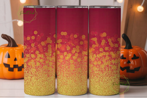 Red Gold Glitter Bokeh 20oz Tumbler Wrap Sublimation PixelChick 