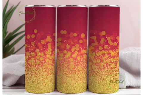Red Gold Glitter Bokeh 20oz Tumbler Wrap Sublimation PixelChick 