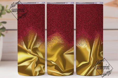 Red Gold Glitter Foil Tumbler Wrap PNG Sublimation sassyprint 