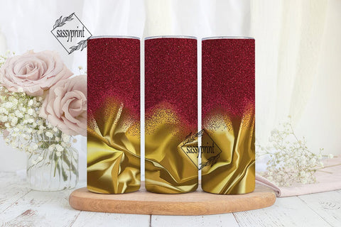 Red Gold Glitter Foil Tumbler Wrap PNG Sublimation sassyprint 