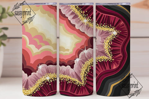 Red Gold Glitter Geode Tumbler Wrap Sublimation sassyprint 