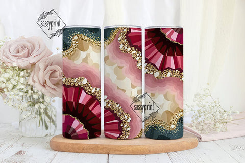 Red Gold Glitter Geode Tumbler Wrap Sublimation sassyprint 